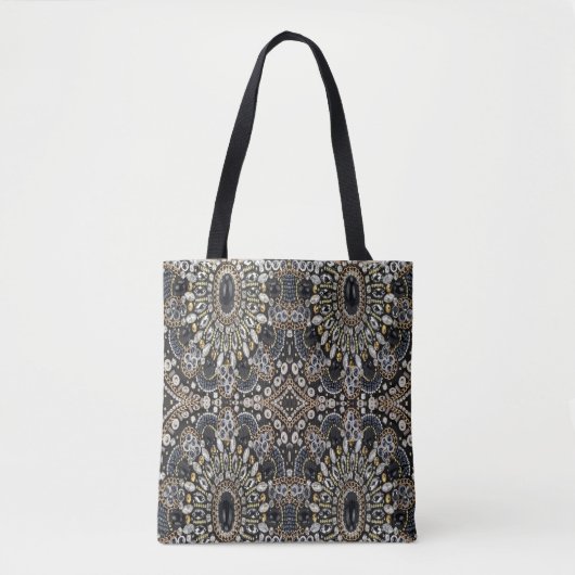 Tote Bag art déco noir et or motif bohème (Devant)