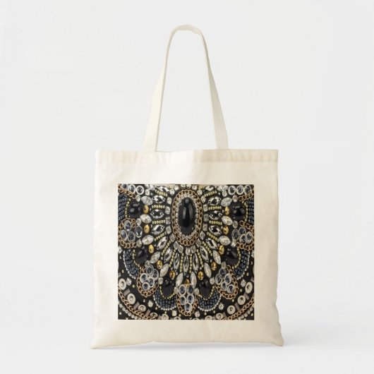 Tote Bag art déco noir et or motif bohème (Devant)