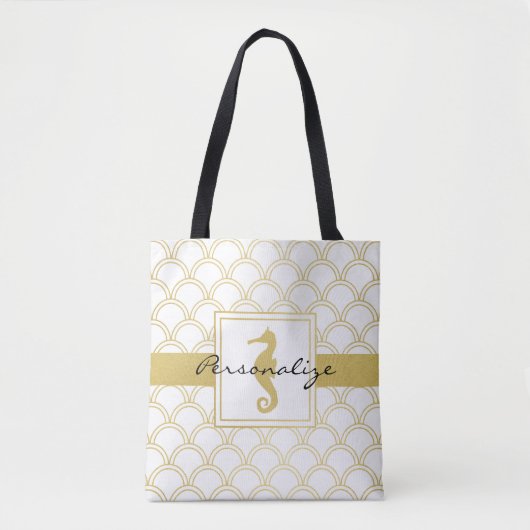 Tote Bag Art Déco Ocean Wave Patten Gold Parties scintillan (Devant)
