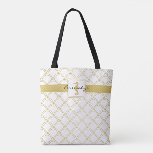 Tote Bag Art Déco Ocean Wave Patten Gold Parties scintillan (Dos)