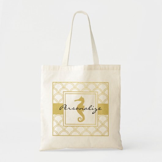 Tote Bag Art Déco Ocean Wave Patten Gold Parties scintillan (Devant)