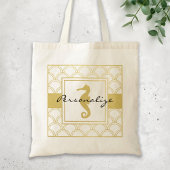 Tote Bag Art Déco Ocean Wave Patten Gold Parties scintillan