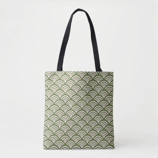 Tote Bag Art Deco Scallop Arch Olive Green (Devant)