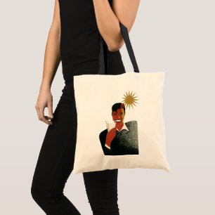 Tote Bag Art Déco vintage, Homme avec Cocktail au soleil