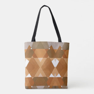 Tote Bag Art Déco Vintage Pochoir Jazz Brun Formes Géométri