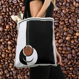 Tote Bag Art Déco vintage, tasse de café avec vapeur