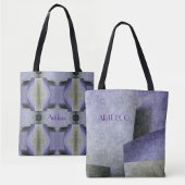 Tote Bag Art Déco violet et Motif vert personnalisable