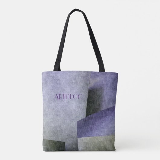 Tote Bag Art Déco violet et Motif vert personnalisable (Dos)