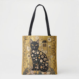 Tote Bag Art décoratif de chat noir dans le style de Gustav