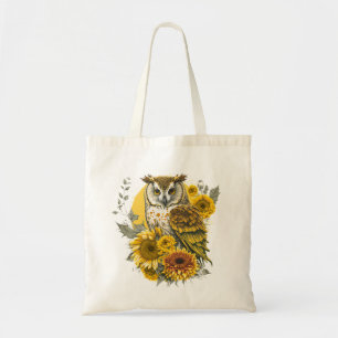 Tote Bag Art Dessin de l'Amant du tournesol de Chouette