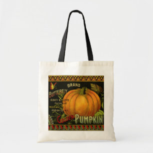 Tote Bag Art d'étiquette de boîte vintage, papillon citroui