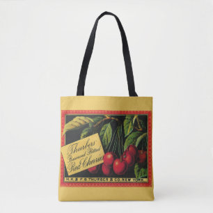 Tote Bag Art d'étiquette de caisse de fruits vintage, ceris