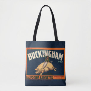 Tote Bag Art d'étiquette de caisse de fruits vintage Cowboy