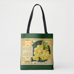 Tote Bag Art d'étiquette de caisse de fruits vintage, raisi