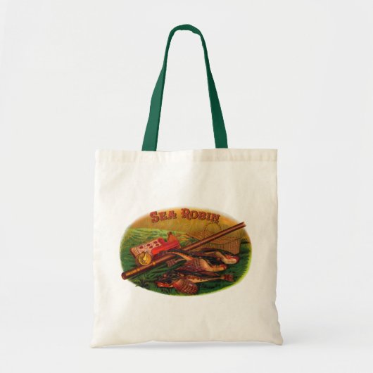 Tote Bag Art d'étiquette de cigare d'articles de pêche vint (Devant)