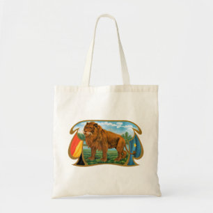 Tote Bag Art d'étiquette de cigare vintage, Lion africain d