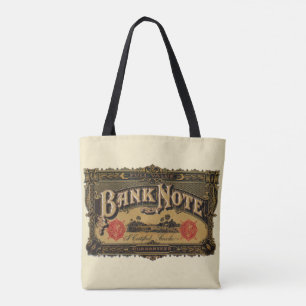 Tote Bag Art d'étiquette de cigare vintage, note de banque