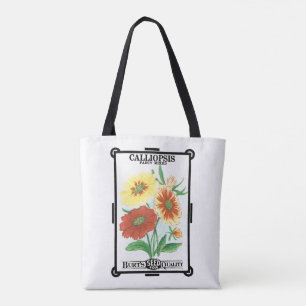 Tote Bag Art d'étiquette de paquet de graines vintage, fleu