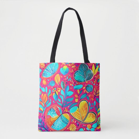 Tote Bag Art du coeur floral vibrant (Devant)