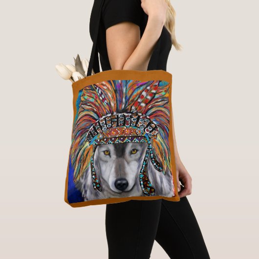 Tote Bag Art du Loup Gris (De près)