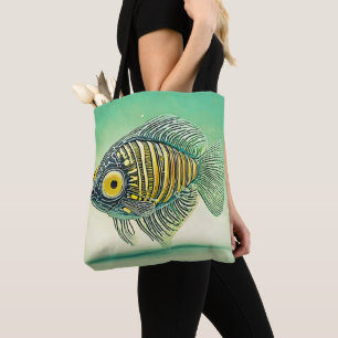 Tote Bag Art du poisson stylisé
