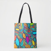 Tote Bag Art Floral Abstrait coloré (Devant)