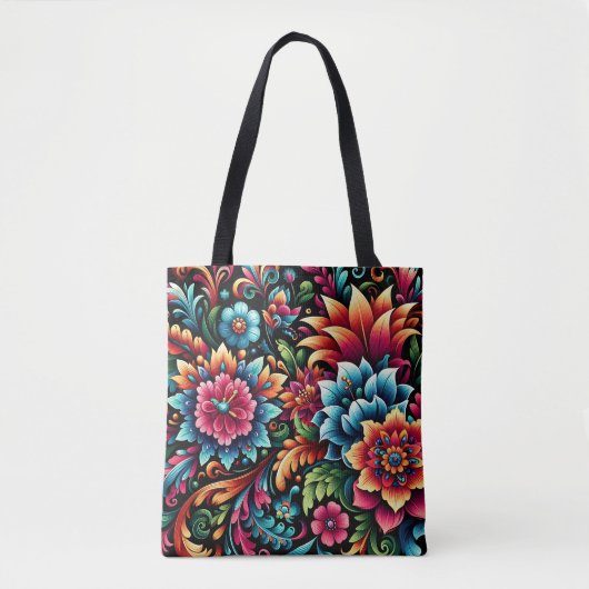 Tote Bag Art Floral mexicain (Devant)