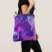Tote Bag Art fluide en marbre rose, bleu, violet (De près)