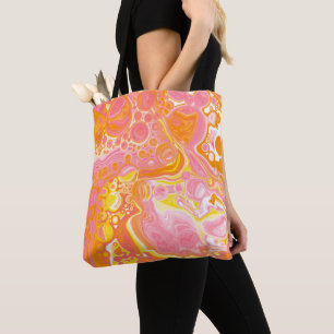 Tote Bag Art fluide rose et orange