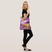 Tote Bag Art fluide, texture dorée lilas marbrée. (Sur le modèle)