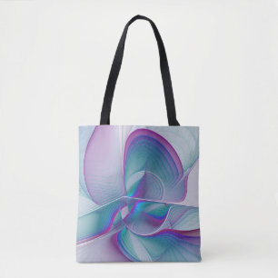 Tote Bag Art Fractal Abstrait rose bleu turquoise