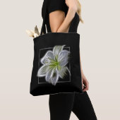 Tote Bag Art fractal de lys blanc étourdissant Noir (De près)