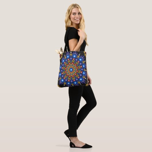 Tote Bag Art Fractal Floral Dotée Rétro Mandala (Sur le modèle)