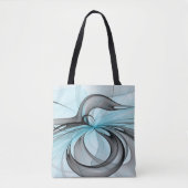 Tote Bag Art fractal moderne gris anthracite abstrait bleu (Devant)