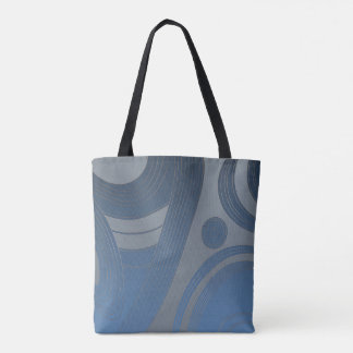 Tote Bag Art géométrique abstrait bleu minimaliste moderne