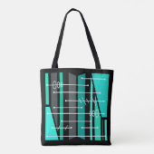 Tote Bag Art géométrique atomique Abstrait Turquoise noir (Dos)