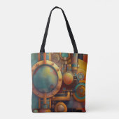 Tote Bag Art géométrique industriel steampunk (Dos)