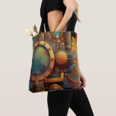 Tote Bag Art géométrique industriel steampunk (De près)