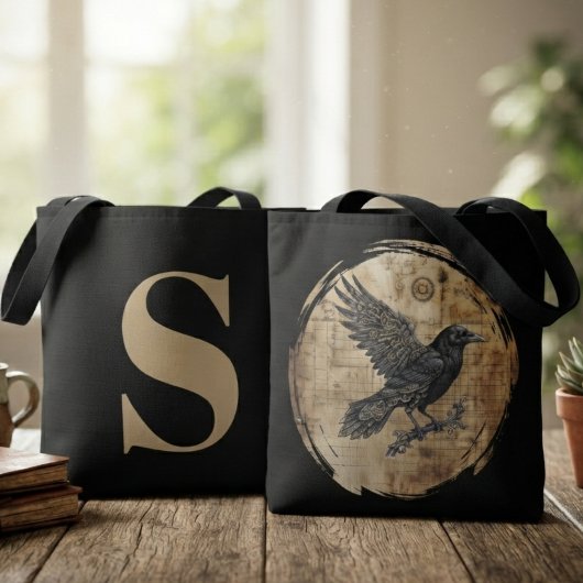 Tote Bag Art gothique steampunk corbeau