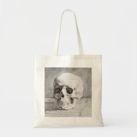 Tote Bag Art graphique de crâne : conception d'encre minima (Devant)
