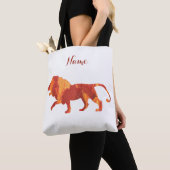 Tote Bag Art Lion rouge orange (De près)