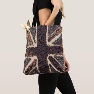 Tote Bag Art Liquide Union Jack Brown, Motif animal sauvage