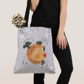 Tote Bag Art lunatique et adorable de poissons dans Teal (De près)