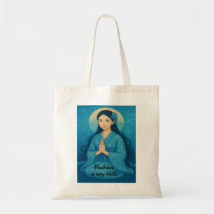 Tote Bag Art méditation zen Mindfult Yoga Bleu Custom