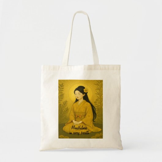 Tote Bag Art méditation zen Mindfult Yoga Yellow Custom (Devant)