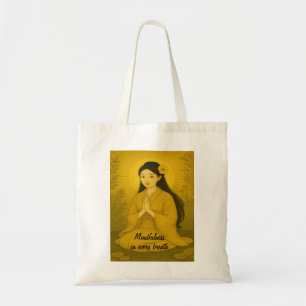 Tote Bag Art méditation zen Mindfult Yoga Yellow Custom