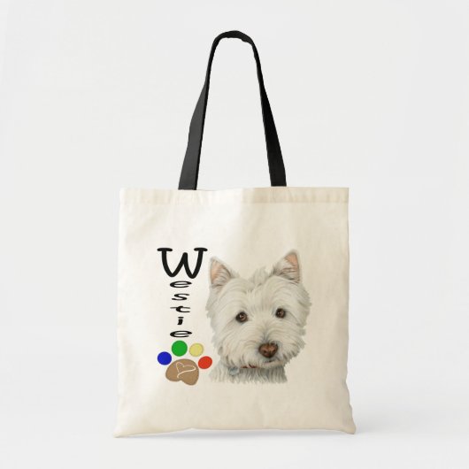 Tote Bag Art mignon de chien et de patte de Westie (Devant)