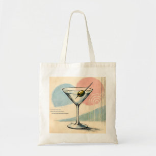 Tote Bag Art minimaliste pastel martini moderne du milieu d