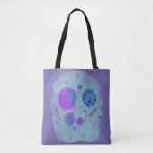Tote Bag Art moderne Abstrait à fleurs violet (Devant)