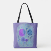 Tote Bag Art moderne Abstrait à fleurs violet (Dos)